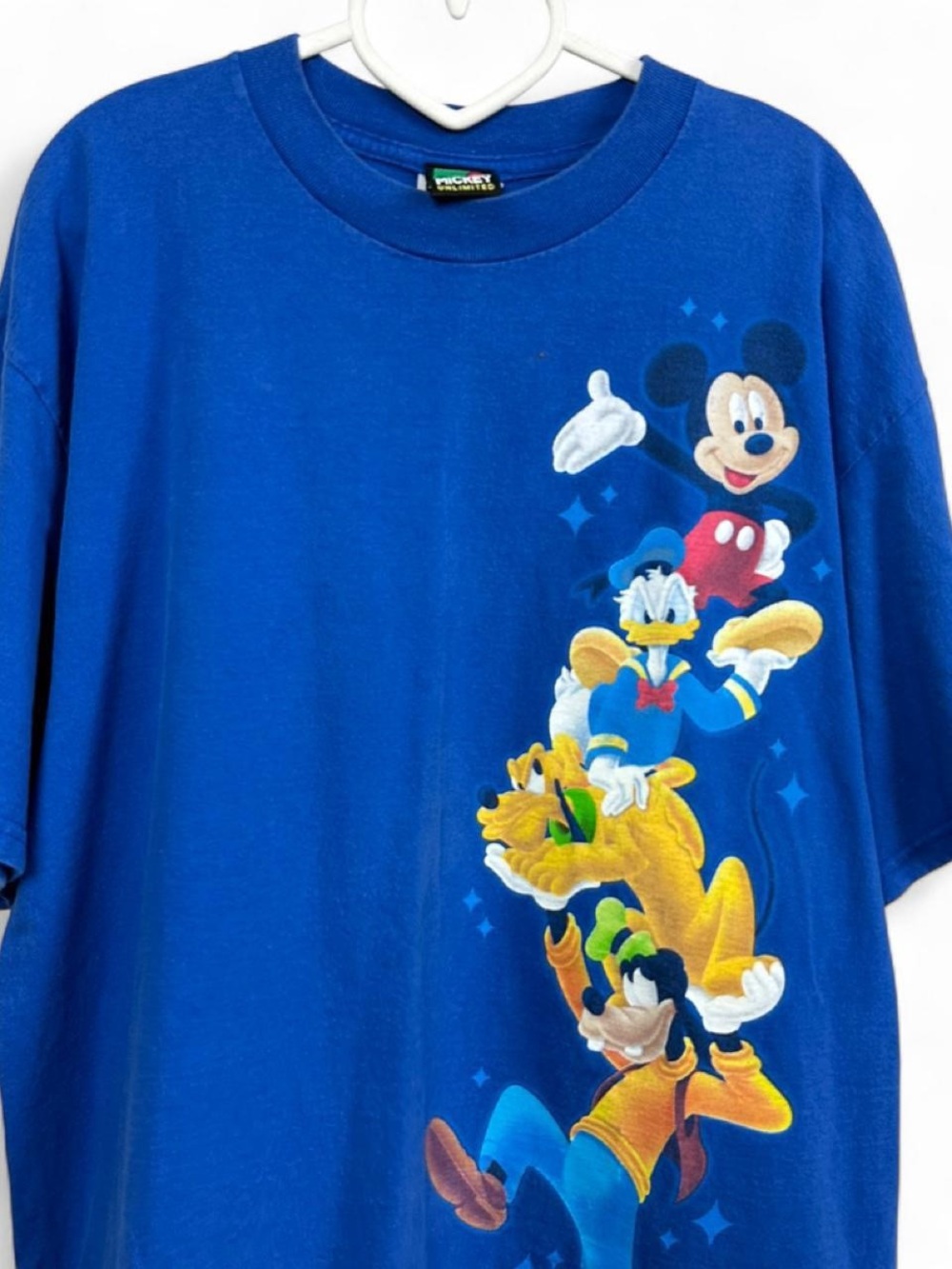 Disney Blue Graphic Tee with Mickey, Donald, Goofy & Pluto